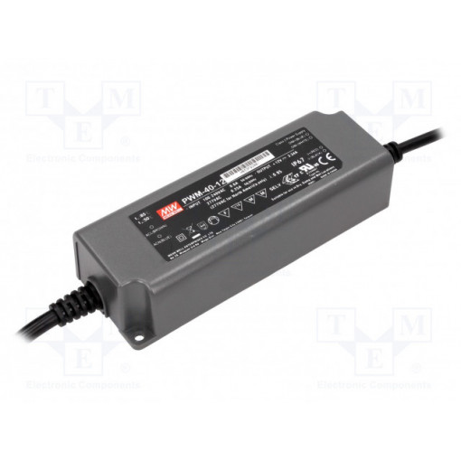 PWM-40-12; Power supply: switched-mode; for LED strips; 40.08W; 12VDC; 3.34A; MEAN WELL