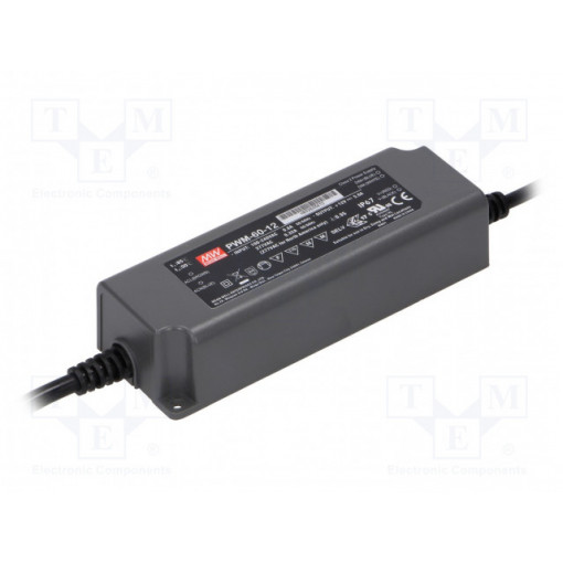 PWM-60-12; Power supply: switched-mode; for LED strips; 60W; 12VDC; 5A; IP67; MEAN WELL