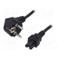 27084; Cable; CEE 7/7 (E/F) plug angled,IEC C5 female; 1.2m; black; QOLTEC
