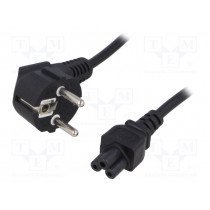 27084; Cable; CEE 7/7 (E/F) plug angled,IEC C5 female; 1.2m; black; QOLTEC 27084; Cable; CEE 7/7 (E/F) plug angled,IEC C5 female; 1.2m; black; QOLTEC