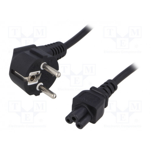 27084; Cable; CEE 7/7 (E/F) plug angled,IEC C5 female; 1.2m; black; QOLTEC 27084; Cable; CEE 7/7 (E/F) plug angled,IEC C5 female; 1.2m; black; QOLTEC