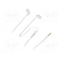 50801; Headphones with microphone; white; Jack 3,5mm; in-ear; 32Ω; 105dB; QOLTEC