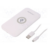 51842; Inductance charger; white; Standard: Qi,Quick Charge 3.0; 5÷9VDC; QOLTEC