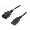 53896; Cable; IEC C13 female,IEC C14 male; 1.8m; black; 3x1,5mm2; 10A; QOLTEC