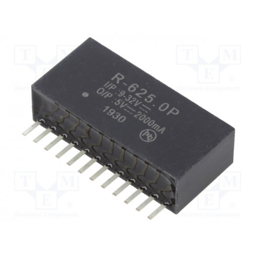 R-625.0P; Converter: DC/DC; 10W; Uin: 9÷32V; Uout: 5VDC; Iout: 2A; SIP12; 9g; RECOM R-625.0P; Converter: DC/DC; 10W; Uin: 9÷32V; Uout: 5VDC; Iout: 2A; SIP12; 9g; RECOM