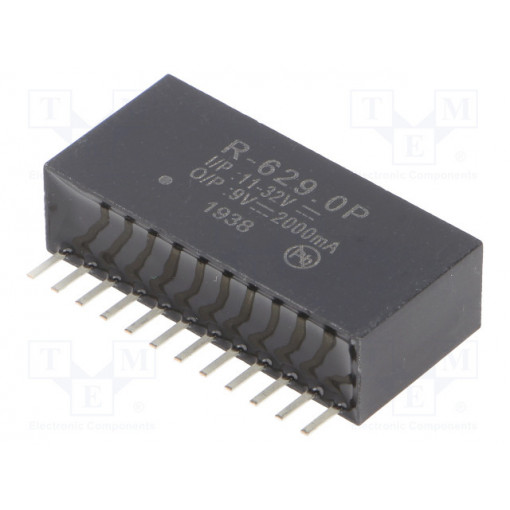 R-629.0P; Converter: DC/DC; 18W; Uin: 11÷32V; Uout: 9VDC; Iout: 2A; SIP12; 9g; RECOM R-629.0P; Converter: DC/DC; 18W; Uin: 11÷32V; Uout: 9VDC; Iout: 2A; SIP12; 9g; RECOM