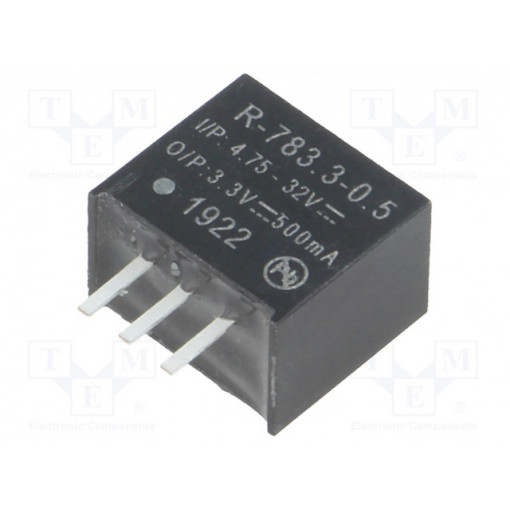 R-783.3-0.5; Converter: DC/DC; 1.65W; Uin: 4.75÷32V; Uout: 3.3VDC; Iout: 500mA; RECOM R-783.3-0.5; Converter: DC/DC; 1.65W; Uin: 4.75÷32V; Uout: 3.3VDC; Iout: 500mA; RECOM