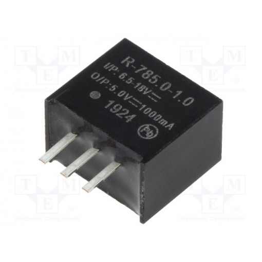R-785.0-1.0; Converter: DC/DC; 5W; Uin: 6.5÷18V; Uout: 5VDC; Iout: 1A; SIP3; 1.9g; RECOM R-785.0-1.0; Converter: DC/DC; 5W; Uin: 6.5÷18V; Uout: 5VDC; Iout: 1A; SIP3; 1.9g; RECOM