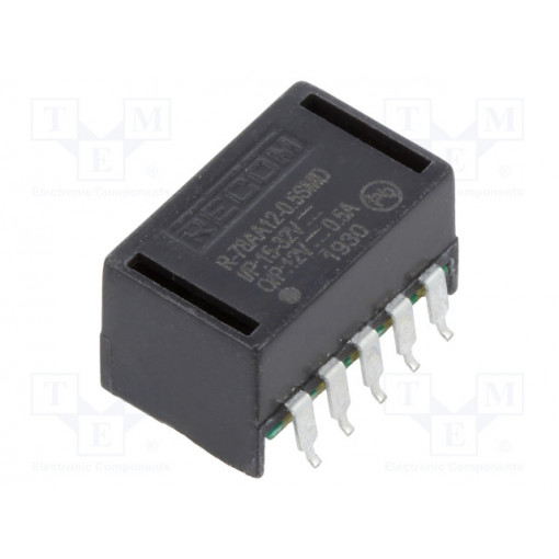 R-78AA12-0.5SMD; Converter: DC/DC; 6W; Uin: 15÷32V; Uout: 12VDC; Iout: 500mA; SMD; 1.7g; RECOM R-78AA12-0.5SMD; Converter: DC/DC; 6W; Uin: 15÷32V; Uout: 12VDC; Iout: 500mA; SMD; 1.7g; RECOM