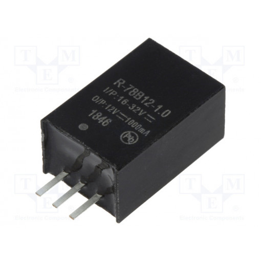R-78B12-1.0; Converter: DC/DC; 12W; Uin: 16÷32V; Uout: 12VDC; Iout: 1A; SIP3; 4g; RECOM R-78B12-1.0; Converter: DC/DC; 12W; Uin: 16÷32V; Uout: 12VDC; Iout: 1A; SIP3; 4g; RECOM