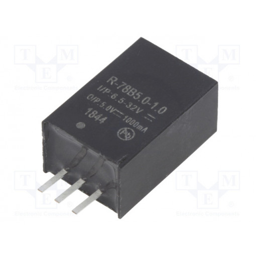 R-78B5.0-1.0; Converter: DC/DC; 5W; Uin: 6.5÷32V; Uout: 5VDC; Iout: 1A; SIP3; 4g; RECOM
