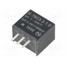 R-78C3.3-1.0; Converter: DC/DC; 3.3W; Uin: 7÷42V; Uout: 3.3VDC; Iout: 1A; SIP3; 2g; RECOM