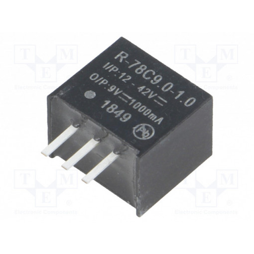 R-78C9.0-1.0; Converter: DC/DC; 9W; Uin: 12÷42V; Uout: 9VDC; Iout: 1A; SIP3; 2g; RECOM