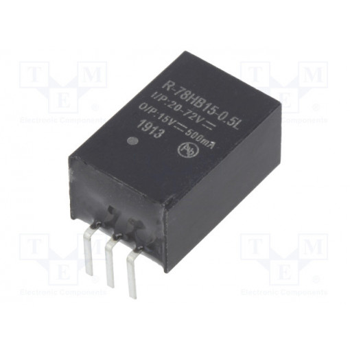 R-78HB15-0.5L; Converter: DC/DC; 7.5W; Uin: 20÷72V; Uout: 15VDC; Iout: 500mA; SIP3; RECOM