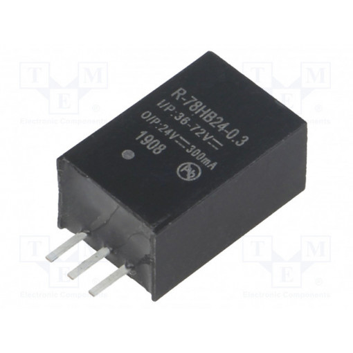 R-78HB24-0.3; Converter: DC/DC; 12W; Uin: 36÷72V; Uout: 24VDC; Iout: 300mA; SIP3; RECOM