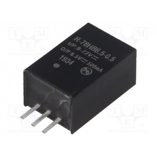 R-78HB6.5-0.5; Converter: DC/DC; 3.25W; Uin: 9÷72V; Uout: 6.5VDC; Iout: 500mA; SIP3; RECOM