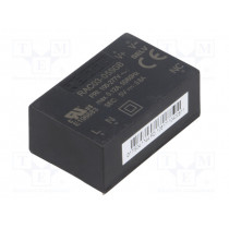 RAC03-05SGB; Converter: AC/DC; 3W; Uout: 5VDC; Iout: 600mA; 72%; Mounting: PCB; RECOM