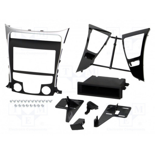 ; Radio mounting frame; Hyundai; 2 DIN; black and silver; METRA