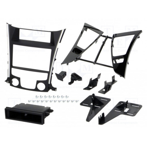 ; Radio mounting frame; Hyundai; 2 DIN; black and silver; METRA