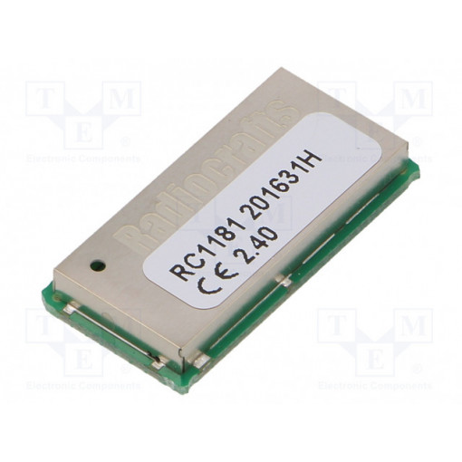 RC1181-TM; Module: RF; UART; -110dBm; 2÷3.6VDC; 10dBm; Mounting: SMD; 100kbps; RADIOCRAFTS