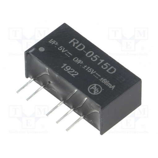 RD-0515D; Converter: DC/DC; 2W; Uin: 4.5÷5.5V; Uout: 15VDC; Uout2: -15VDC; SIP7; RECOM