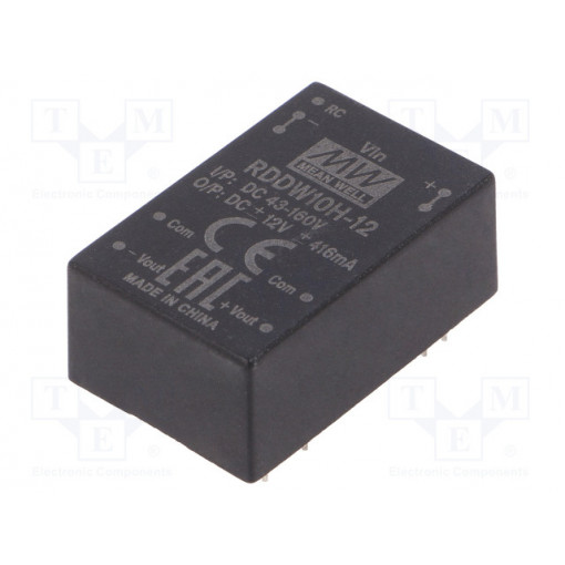RDDW10H-12; Converter: DC/DC; 10W; Uin: 43÷160V; Uout: 12VDC; Uout2: -12VDC; 16g; MEAN WELL