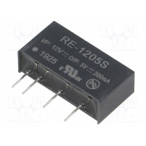 RE-1205S; Converter: DC/DC; 1W; Uin: 10.8÷13.2V; Uout: 5VDC; Iout: 200mA; SIP7; RECOM