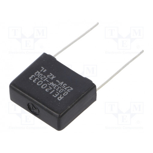RE120033; Filter: RC; 0.033uF; THT; 16x13.5x6mm; Pitch: 14mm; 275VAC; ROXBURGH EMC