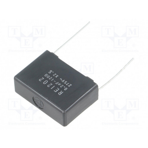 RE1202; Filter: RC; 0.2uF; THT; 24.5x17x8.5mm; Pitch: 22.5mm; 275VAC; ROXBURGH EMC