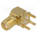 RF2-03E-T-00-50-G; Socket; SMA; female; angled 90°; THT; on PCBs; teflon; gold-plated; ADAM TECH