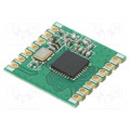 RFM69CW-433S2; Module: RF; FM transceiver; FSK; 433.92MHz; SPI; -120dBm; 13dBm; HOPE MICROELECTRONICS RFM69CW-433S2; Module: RF; FM transceiver; FSK; 433.92MHz; SPI; -120dBm; 13dBm; HOPE MICROELECTRONICS
