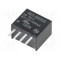RI3-0505S; Converter: DC/DC; 3W; Uin: 4.5÷5.5V; Uout: 5VDC; Iout: 600mA; SIP4; RECOM