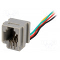 RJ11GL; Socket; RJ11; 200mm; PIN: 4; with panel stop blockade,with leads; NINIGI