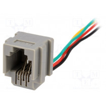 RJ11GL; Socket; RJ11; 200mm; PIN: 4; with panel stop blockade,with leads; NINIGI