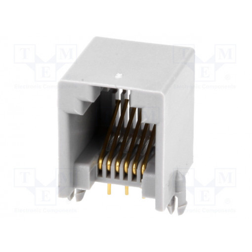 RJ12GPCB-M; Socket; RJ12; PIN: 6; Contacts: phosphor bronze; gold-plated; THT; NINIGI