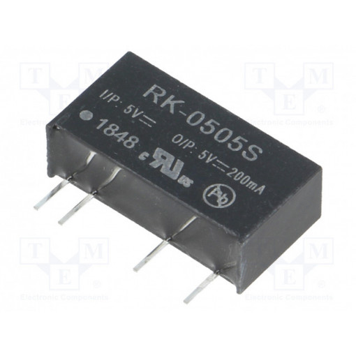 RK-0505S; Converter: DC/DC; 1W; Uin: 4.5÷5.5V; Uout: 5VDC; Iout: 200mA; SIP7; RECOM