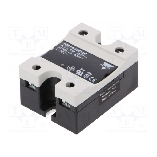 RM1A40D25; Relay: solid state; Ucntrl: 4÷32VDC; 25A; 42÷440VAC; -20÷70°C; IP20; CARLO GAVAZZI