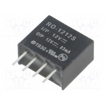 RO-1212S; Converter: DC/DC; 1W; Uin: 10.8÷13.2V; Uout: 12VDC; Iout: 83mA; SIP4; RECOM