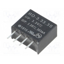 RO-3.33.3S; Converter: DC/DC; 1W; Uin: 2.97÷3.63V; Uout: 3.3VDC; Iout: 303mA; RECOM