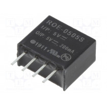 ROE-0505S; Converter: DC/DC; 1W; Uin: 4.5÷5.5V; Uout: 5VDC; Iout: 200mA; SIP4; RECOM
