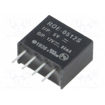 ROE-0512S; Converter: DC/DC; 1W; Uin: 4.5÷5.5V; Uout: 12VDC; Iout: 84mA; SIP4; RECOM
