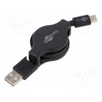 45743; Cable; USB 2.0; USB A plug,USB C plug; 1m; black; Goobay