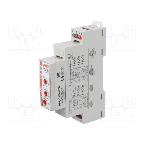 RPC-1AS-A230; Timer; 0,1s÷10min; SPST-NO; 24VDC/16A,250VAC/16A; 230VAC; DIN; RELPOL