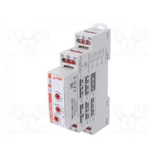 RPC-3MD-UNI; Timer; 0,1s÷10days; 3PDT; 24VDC/8A,250VAC/8A; 12÷240VAC; DIN; IP20; RELPOL