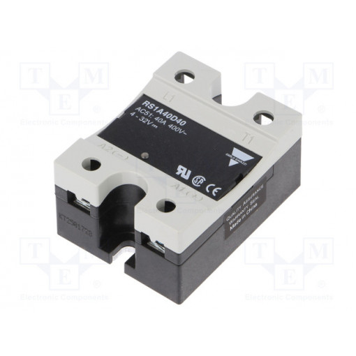 RS1A40D40; Relay: solid state; Ucntrl: 4÷32VDC; 40A; 42÷440VAC; -40÷80°C; IP20; CARLO GAVAZZI