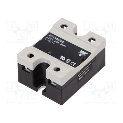 RS1A48D25; Relay: solid state; Ucntrl: 4÷32VDC; 25A; 42÷530VAC; -40÷80°C; IP20; CARLO GAVAZZI
