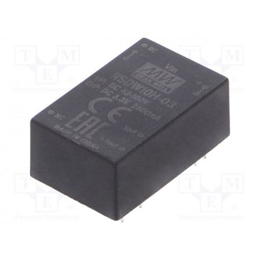 RSDW10H-03; Converter: DC/DC; 10W; Uin: 43÷160V; 3.3VDC; Iout: 2500mA; DIP24; MEAN WELL