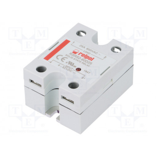 RSR52-60D25; Relay: solid state; Ucntrl: 4÷32VDC; 25A; 48÷660VAC; -30÷80°C; IP20; RELPOL