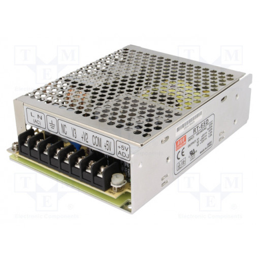 RT-65D; Power supply: switched-mode; modular; 68W; 5VDC; 129x98x38mm; 440g; MEAN WELL