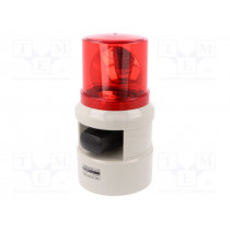 S100DLR-WS-24-R; Signaller: lighting-sound; 24VDC; siren,rotating light; LED; red; QLIGHT